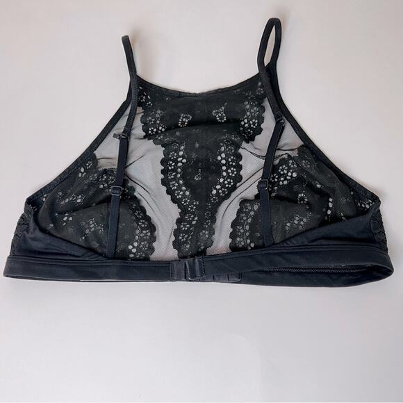 Victoria’s Secret Body by Victoria High Neck Lace Mesh Bralette Black Medium - Picture 3 of 10